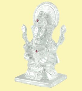 Lord ganesha: Sterling silver handmade lord Ganesha murti 1