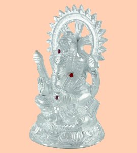 Sterling silver handmade lord Ganesha murti/ statue for home and puja ghar