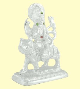 Beautifully handcrafted durga maa murti with silvery glitters for home and office decor