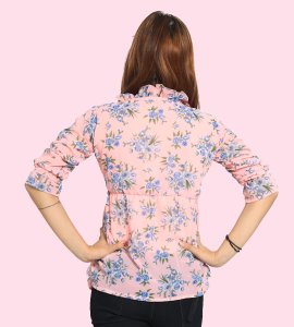 Butterfly pea flowers floral printed womens top (pink top) - Made up of Rayon for your plesant and cozy