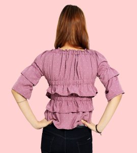 White potka dotsprints floral womens printed top (purple top) - Made up of Rayon for your plesant and cozy