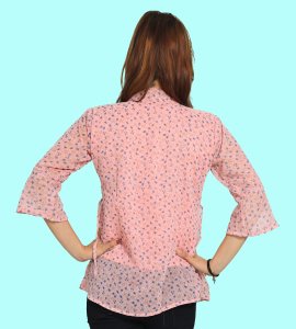 Violet tulips floral printed womens top (pink top) - Made up of Rayon for your plesant and cozy