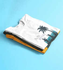 Navratri (trees) printed unisex adults round neck cotton half-sleeve white tshirt specially for Navratri festival/ Durga puja