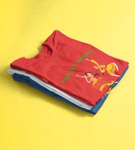 Navratri Magic printed unisex adults round neck cotton half-sleeve red tshirt specially for Navratri festival/ Durga puja