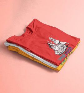 Garba dance (black & white) printed unisex adults round neck cotton half-sleeve red tshirt specially for Navratri festival/ Durga puja