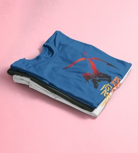 Dussehra printed unisex adults round neck cotton half-sleeve blue tshirt specially for Navratri festival/ Durga puja