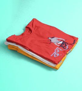Dussehra printed unisex adults round neck cotton half-sleeve red tshirt specially for Navratri festival/ Durga puja
