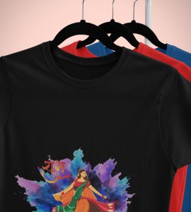Shubh Navratri blasting colours printed unisex adults round neck cotton half-sleeve black tshirt specially for Navratri festival/ Durga puja