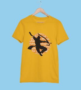 Black shadowed lord Ram printed unisex adults round neck cotton half-sleeve yellow tshirt specially for Navratri festival/ Durga puja