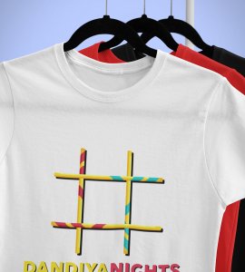 Hashtag printed unisex adults round neck cotton half-sleeve blue tshirt specially for Navratri festival/ Durga puja