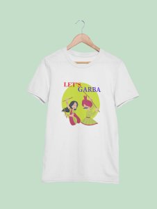 Lets garba (green) printed unisex adults round neck cotton half-sleeve blue tshirt specially for Navratri festival/ Durga puja