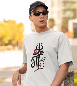 Maa hindi text printed unisex adults round neck cotton half-sleeve white tshirt specially for Navratri festival/ Durga puja