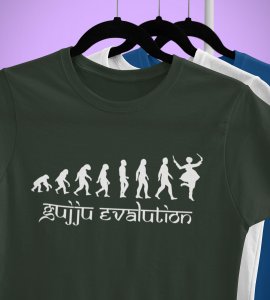 Gujju evaluation printed unisex adults round neck cotton half-sleeve green tshirt specially for Navratri festival/ Durga puja