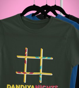 Hashtag printed unisex adults round neck cotton half-sleeve green tshirt specially for Navratri festival/ Durga puja