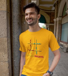 Hashtag printed unisex adults round neck cotton half-sleeve yellow tshirt specially for Navratri festival/ Durga puja