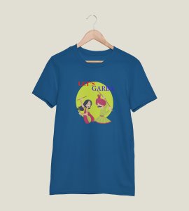 Let's garba printed unisex adults round neck cotton half-sleeve blue tshirt specially for Navratri festival/ Durga puja