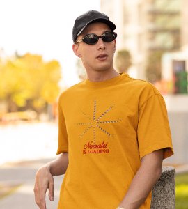 Navratri is loading printed unisex adults round neck cotton half-sleeve yellow tshirt specially for Navratri festival/ Durga puja