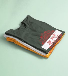 Shubh Navratri (mandala) printed unisex adults round neck cotton half-sleeve green tshirt specially for Navratri festival/ Durga puja