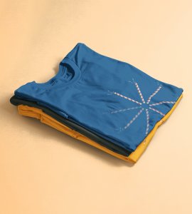 Circle based dandiyas together printed unisex adults round neck cotton half-sleeve blue tshirt specially for Navratri festival/ Durga puja