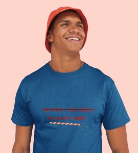 Its garba night printed unisex adults round neck cotton half-sleeve blue tshirt specially for Navratri festival/ Durga puja