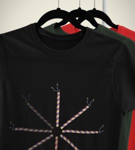 Navratri is loading printed unisex adults round neck cotton half-sleeve black tshirt specially for Navratri festival/ Durga puja