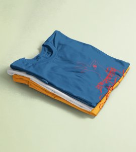 Shubh Navratri red text printed unisex adults round neck cotton half-sleeve blue tshirt specially for Navratri festival/ Durga puja