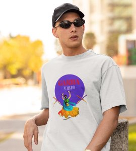 Garba vibes printed unisex adults round neck cotton half-sleeve white tshirt specially for Navratri festival/ Durga puja