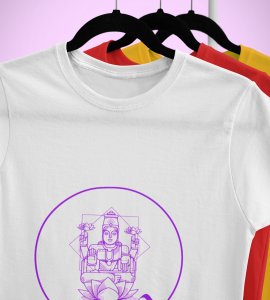 Shiddhidhatri printed unisex adults round neck cotton half-sleeve white tshirt specially for Navratri festival/ Durga puja