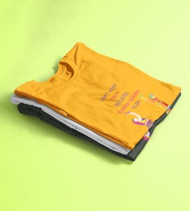 Can't keep calm printed unisex adults round neck cotton half-sleeve yellow tshirt specially for Navratri festival/ Durga puja