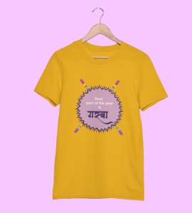 Garba (BG violet) printed unisex adults round neck cotton half-sleeve yellow tshirt specially for Navratri festival/ Durga puja