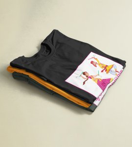 Dandiya days are coming printed unisex adults round neck cotton half-sleeve black tshirt specially for Navratri festival/ Durga puja