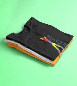 Dandiya text printed unisex adults round neck cotton half-sleeve black tshirt specially for Navratri festival/ Durga puja