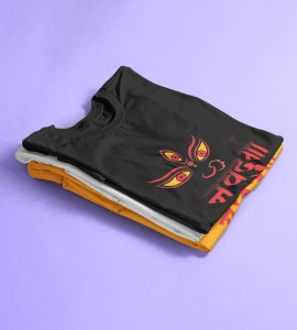 Navo Durga printed unisex adults round neck cotton half-sleeve black tshirt specially for Navratri festival/ Durga puja