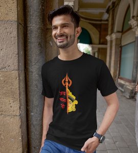 Jai mata di printed unisex adults round neck cotton half-sleeve black tshirt specially for Navratri festival/ Durga puja
