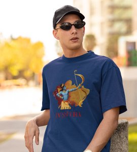 Ram (crossbow) animated printed unisex adults round neck cotton half-sleeve blue tshirt specially for Navratri festival/ Durga puja