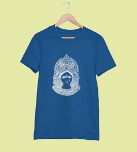 Durga maa potrait printed unisex adults round neck cotton half-sleeve blue tshirt specially for Navratri festival/ Durga puja