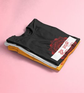 Shub Navratri (Mandala art) printed unisex adults round neck cotton half-sleeve black tshirt specially for Navratri festival/ Durga puja