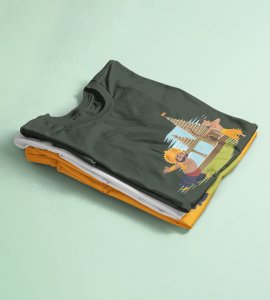 Navratri garba dance printed unisex adults round neck cotton half-sleeve green tshirt specially for Navratri festival/ Durga puja