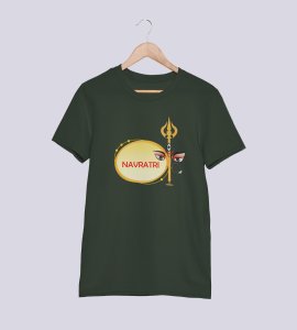 Ram and Ravan printed unisex adults round neck cotton half-sleeve green tshirt specially for Navratri festival/ Durga puja