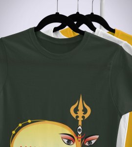 Ram and Ravan printed unisex adults round neck cotton half-sleeve green tshirt specially for Navratri festival/ Durga puja