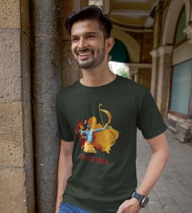 Lord ram printed unisex adults round neck cotton half-sleeve green tshirt specially for Navratri festival/ Durga puja