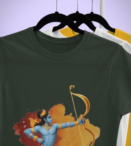 Lord ram printed unisex adults round neck cotton half-sleeve green tshirt specially for Navratri festival/ Durga puja