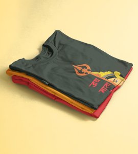 Jai mata di printed unisex adults round neck cotton half-sleeve green tshirt specially for Navratri festival/ Durga puja
