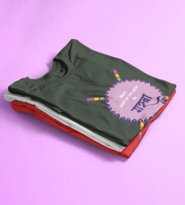 Garba (Violet blast) printed unisex adults round neck cotton half-sleeve green tshirt specially for Navratri festival/ Durga puja