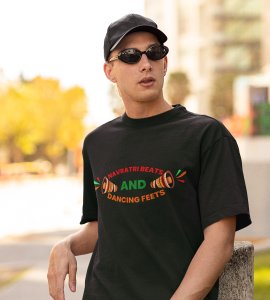 Navratri beats printed unisex adults round neck cotton half-sleeve green tshirt specially for Navratri festival/ Durga puja