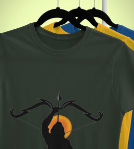 Ramchandra printed unisex adults round neck cotton half-sleeve green tshirt specially for Navratri festival/ Durga puja 