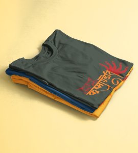 Kushmandani printed unisex adults round neck cotton half-sleeve green tshirt specially for Navratri festival/ Durga puja