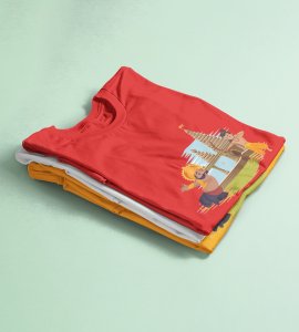 Ram and Ravan printed unisex adults round neck cotton half-sleeve red tshirt specially for Navratri festival/ Durga puja