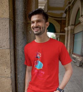 Garba girl printed unisex adults round neck cotton half-sleeve red tshirt specially for Navratri festival/ Durga puja