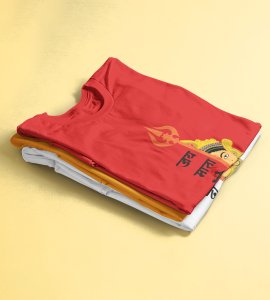 Jai mata di (Trishul) printed unisex adults round neck cotton half-sleeve red tshirt specially for Navratri festival/ Durga puja
